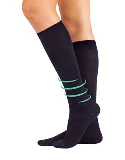 | KOMPRESSIONS-BAUMWOLL-KNIESTRÜMPFE | 10-14 mm/Hg | UNISEX | SCHWARZ, BLAU, GRAU | ITALIAN HOSIERY | (XL, Blau) von CALZITALY