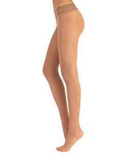 | NAHTLOSE FEINSTRUMPFHOSE MIT SPITZE | 15 DEN | S, M/L | SCHWARZ, BEIGE | ITALIAN HOSIERY | (S, Beige) von CALZITALY