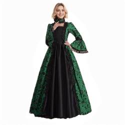 Damen Viktorianisches Partykleid Mittelalter Swing Abend Formal Outfit Satin Ausgestellte Ärmel Vintage Cosplay Kostüme von CAMDOM