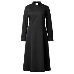 Katholische Kirche Priester Kleid für Frauen Herbst Winter Langarm Lose Elegantes Kleid mit Schlaufe Einsatz Stehkragen von CAMDOM