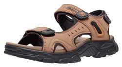 CAMEL CROWN Herren Leder Sandalen Wandern Outdoor Wasser Strand Sport Herren Sandalen für den Sommer mit offenen Zehen verstellbare Träger, CAMEL, 42.5 EU von CAMEL CROWN