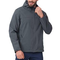 CAMEL CROWN Softshell-Jacke Herren mit Kapuze Fleece gefüttert Outdoor Jacken Winddicht Wasserdicht für Wandern Freizeit Arbeit - Grau - Mittel von CAMEL CROWN