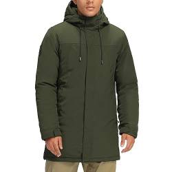 CAMELSPORTS Herren Wintermäntel Lange Warme Jacke mit Kapuze Lässig Gesteppt Puffer Parka Winddichte Jacken, Neugrün, Large von CAMELSPORTS