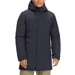 CAMELSPORTS Herren Wintermäntel Lange Warme Jacke mit Kapuze Lässig Gesteppt Puffer Parka Winddichte Jacken, New-Navy, XXX-Large von CAMELSPORTS