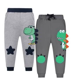 CAMLAKEE 2er Pack Kinder Jungen Jogginghose Bagger Baumwolle Kleinkind Sweathose Sporthose Jogger Hose Stil 13 DE: 104-110 (Herstellergröße 120) von CAMLAKEE