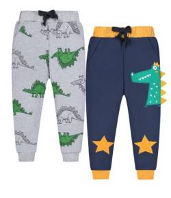 CAMLAKEE 2er Pack Kinder Jungen Jogginghose Dinosaurier Baumwolle Kleinkind Sweathose Sporthose Jogger Hose Stil 7 DE: 104-110 (Herstellergröße 5) von CAMLAKEE