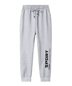 CAMLAKEE Jogginghose Kinder Sporthose Jungen Jogger Freizeithose Jungs Hosen Outdoor Sweathosen Elastische Taille Grau DE: 134-140 (Herstellergröße 140) von CAMLAKEE