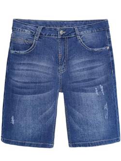 CAMLAKEE Jungen Jeansshorts Kinder Kurze Hosen Mädchen Jeans Bermuda Sommer Shorts mit Elastischer Bund Hellblau DE: 122-128 (Herstellergröße 130) von CAMLAKEE