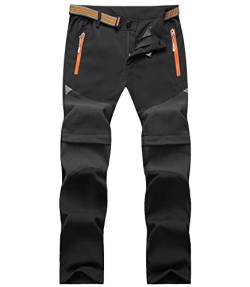 CAMLAKEE Jungen Wanderhose Trekkinghose Kinder Zip Off Hose Atmungsaktiv 2-in-1 Jungs Funktionshose Sommer Schwarz DE: 146-152 (Herstellergröße 150) von CAMLAKEE