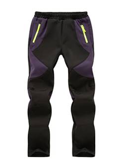 CAMLAKEE Kinder Softshellhose Jungen Thermohose Winter Mädchen Trekkinghose Wasserdicht Gefüttert Hose Violett DE: 164-170 (Herstellergröße XXL) von CAMLAKEE