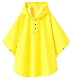 CAMLAKEE Mädchen Regenponcho Wasserdicht Kinder Regenmantel Fahrrad Leichter Regencape Jungen Ponch Gelb DE: 86-104 (Herstellergröße S) von CAMLAKEE