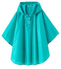 CAMLAKEE Mädchen Regenponcho Wasserdicht Kinder Regenmantel Fahrrad Leichter Regencape Jungen Ponch Grün DE: 140-158 (Herstellergröße XL) von CAMLAKEE