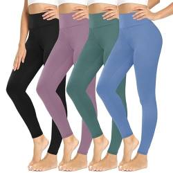 CAMPSNAIL Leggings Damen High Waist Blickdicht Leggings Weich Leggins Elastisch Sportleggins Lang Bauchweg Push Up Hose für Yoga Sport Gym(Schwarz/Dunkelgrün/Hellblau/lila, One Size(DE34-40)) von CAMPSNAIL