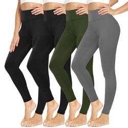 CAMPSNAIL Leggings Damen High Waist Blickdicht Leggings Weich Leggins Elastisch Sportleggins Lang Bauchweg Push Up Hose für Yoga Sport Gym(Schwarz/Schwarz/Dunkelgrau/grün, One Size(DE34-40)) von CAMPSNAIL