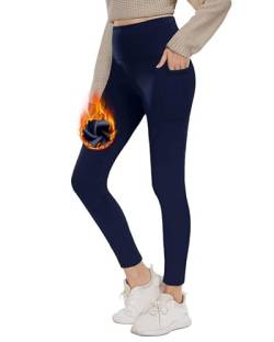 CAMPSNAIL Thermo Leggings Damen-Winter Gefütterte High Waist Leggings mit Innenfleece Sportleggins Lang Warm Yogahose Laufhose(Navy,S) von CAMPSNAIL