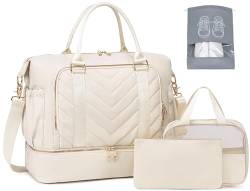 CAMTOP Reisetasche für Damen, Wochenendtasche, Übernachtung, Duffel, Handgepäcktasche für 39,6 cm (15,6 Zoll) Laptops, Z-4pcs-v Beige von CAMTOP