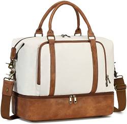 CAMTOP Reisetasche für Damen, Wochenendtasche, Übernachtung, Reisetasche, Tragetasche für Laptops mit Einer Größe von 39,6 cm (15,6 Zoll), beige von CAMTOP