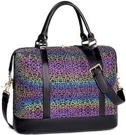 CAMTOP Weekender Bag Geometric Luminous Overnight Travel Duffle Carry On Tote for Women Ladies, Lila-line, 1 pcs, Holografische Tasche von CAMTOP
