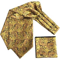 CANGRON Herren Gold Paisley Ascot Krawatte Krawatte & Einstecktuch Set DLJP2JI- von CANGRON