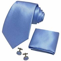 CANGRON Herren Himmelblau Krawatte Set Krawatte mit Einstecktuch Manschettenknöpfe Geschenkbox DLSC8TL von CANGRON