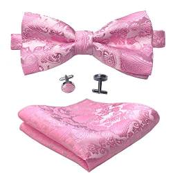 CANGRON Men Rosa Vorgebundene Paisley Fliegenbinder Pocket Square Bowties Set DBSP2FS von CANGRON