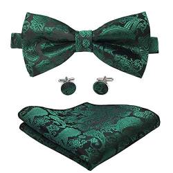 CANGRON Men Waldgrün Vorgebundene Paisley Fliegenbinder Pocket Square Bowties Set DBSP2SL von CANGRON