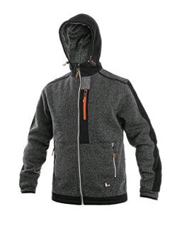 CANIS CXS INDIANAPOLIS Fleece Jacke Herren Fleeceisolierte Arbeitsjacke mit Kapuze, Reißverschluss, reflektierenden Elementen, Outdoor, Trekking Wander, Polar Fleecejacke; grau-schwarz-orange (XXL) von CANIS