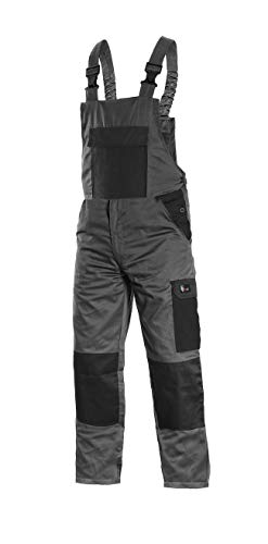 CANIS CXS Phoenix Cronos Arbeitslatzhose Professionelle Latzhose Herren Schutz für Monteur Gärtner Damen Hose für Mechaniker mit Klettverschlusstaschen Cargotaschen; grau mit schwarz (52) von CANIS