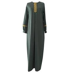 Damen Plus Size Print Abaya Jilbab muslimischen Maxi-Kleid Casual Kaftan langes Kleid,Loser Normallack Kleidungs Damen Lange Ärmel Ramadan Kleider Gebet Kleid,Grün,L von CAOQAO