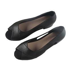 Frauen Sommer Tasche Ferse Einzelnen Schuhe Mund Blockabsatz Flachen Boden Casual Oberbekleidung Einfarbig Mode Sandalen Für Schuhe Winter Damen (Black, 40) von CAOQAO