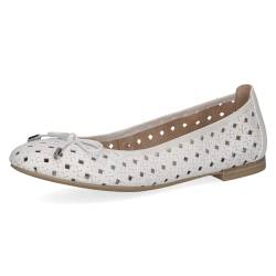 CAPRICE Damen Ballerinas aus Leder mit Lochmuster, Weiß (White Nappa), 40 EU von CAPRICE