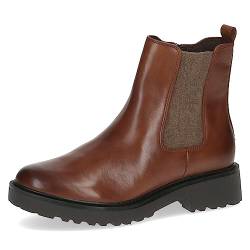 CAPRICE Damen Chelsea Boots Memotion aus Leder Flach Weite G, Braun (Cognac Nappa), 38 EU von CAPRICE