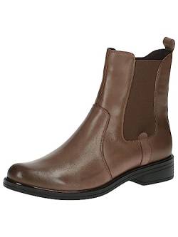 CAPRICE Damen Chelsea Boots aus Leder Flach Weite G, Braun (Taupe Nappa), 39 EU von CAPRICE