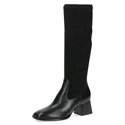 CAPRICE Damen Hohe Stiefel mit Absatz aus Leder bis zum Knie Weite G, Schwarz (Black Comb), 36 EU von CAPRICE