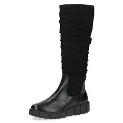 CAPRICE Damen Hohe Stiefel ohne Absatz Airmotion aus Leder Plateau Weite G, Schwarz (Black Comb), 37 EU von CAPRICE