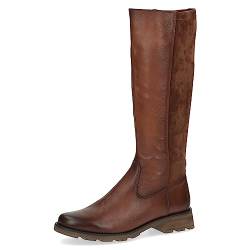 CAPRICE Damen Hohe Stiefel ohne Absatz Airmotion aus Leder bis zum Knie Weite G, Braun (Cognac Comb), 36 EU von CAPRICE