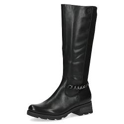 CAPRICE Damen Hohe Stiefel ohne Absatz Airmotion aus Leder bis zum Knie Weite G, Schwarz (Black Comb), 37.5 EU von CAPRICE