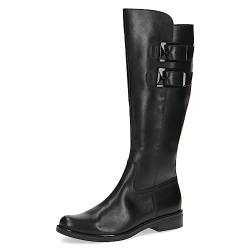 CAPRICE Damen Hohe Stiefel ohne Absatz aus Leder bis zum Knie Weite G, Schwarz (Black Nappa), 37.5 EU von CAPRICE