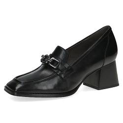 CAPRICE Damen Loafer mit Absatz Memotion aus Leder mit Kette Weite G, Schwarz (Black Nappa), 36 EU von CAPRICE