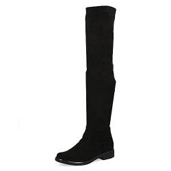 CAPRICE Damen Overknee Stiefel Flach Elegant Weite G, Schwarz (Black Stretch), 37 EU von CAPRICE