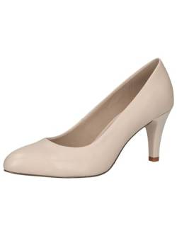 CAPRICE Damen Pumps aus Leder mit Trichterabsatz, Cremefarben (Offwhite Nappa), 38.5 EU von CAPRICE