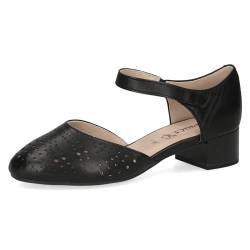 CAPRICE Damen Pumps mit Riemen aus Leder mit Blockabsatz Schuhweite H Mehrweite, Schwarz (Black Nappa), 38 EU von CAPRICE