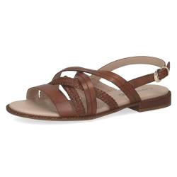 CAPRICE Damen Sandalen flach aus Leder mit Fußbett, Braun (Cognac Nappa), 38 EU von CAPRICE