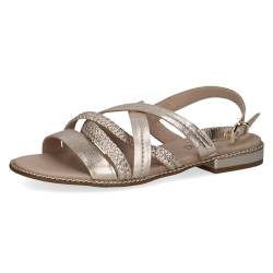 CAPRICE Damen Sandalen flach aus Leder mit Fußbett, Metallisch (Platin Metal.), 39 EU von CAPRICE