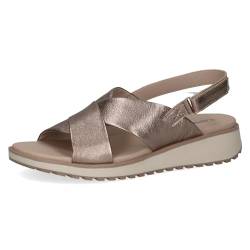 CAPRICE Damen Sandalen flach aus Leder mit Klettverschluss, Beige (Taupe Metallic), 42 EU von CAPRICE