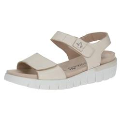 CAPRICE Damen Sandalen flach aus Leder mit Klettverschluss Schuhweite H Mehrweite, Cremefarben (Cream Perlato), 38 EU von CAPRICE