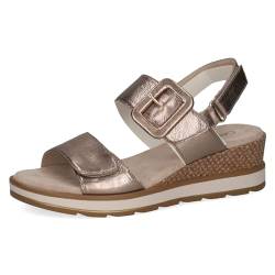 CAPRICE Damen Sandalen mit Absatz aus Leder mit Fußbett, Beige (Taupe Metallic), 42 EU von CAPRICE