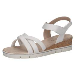 CAPRICE Damen Sandalen mit Absatz aus Leder mit Fußbett, Weiß (White Nappa), 40 EU von CAPRICE