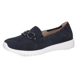 CAPRICE Damen Slipper aus Leder mit Schnalle, Blau (Ocean Suede), 36 EU von CAPRICE