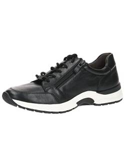 CAPRICE Damen Sneaker flach Airmotion aus Leder mit Schnürsenkeln und Reißverschluss Weite G, Schwarz (Black Softnap. 1), 39 EU von CAPRICE